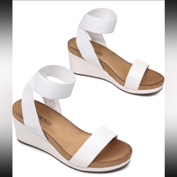 DREAM PAIRS Women's Elastica Ankle Strap Open Toe Platform Wedge Sandal NWOT 7.5 - Picture 5 of 10